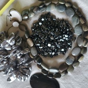 Grey and silver gemstone beads DESTASH